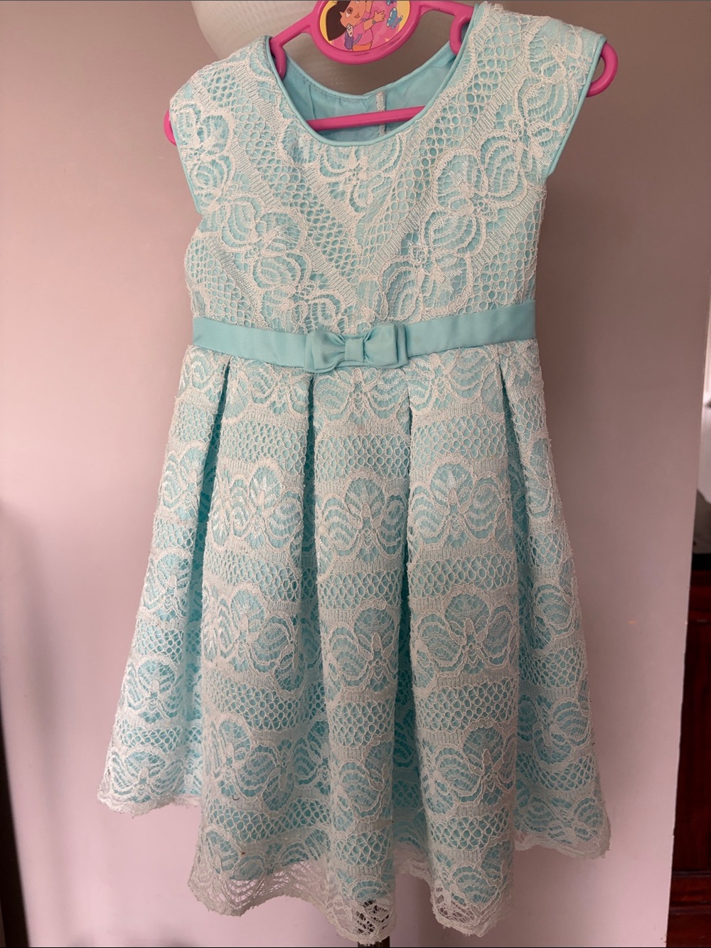 Jona Michelle Light Blue Lace Bow-Accent Formal Dress